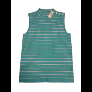 NEW WITH TAGS Talbots Petites Knit Tank blue Teal And White Stripe Small Petite